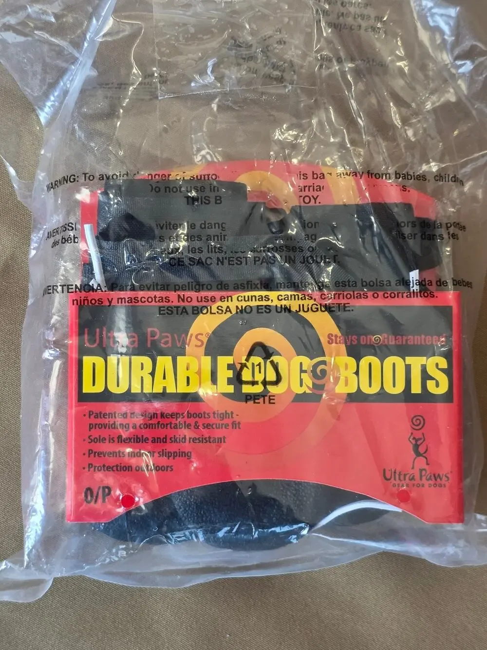 NWT Ultra Paws-Petite-Durable Dog Boots Protective  Black Non-Slip All Weather